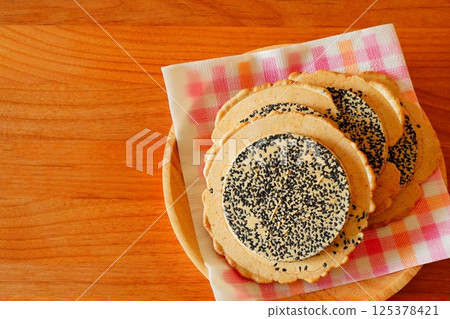 Nanbu Senbei is a famous rice cracker from the Tohoku region of Japan. 125378421