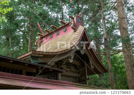 以奇異節慶「阿瓦阿瓦祇園」聞名的竹原神社正殿(茨城縣小美玉市) 以奇異節慶「阿瓦阿瓦祇園」聞名的竹原神社正殿(茨城縣小美玉市) 125378663