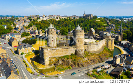 Scenic view of the Fougeres castle. City of Fougeres. France Scenic view of the Fougeres castle. City of Fougeres. France 125378787
