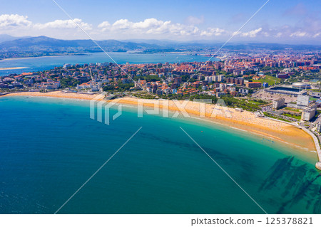 Coast at Santander cityscape with apartment buildings, Cantabria Coast at Santander cityscape with apartment buildings, Cantabria 125378821