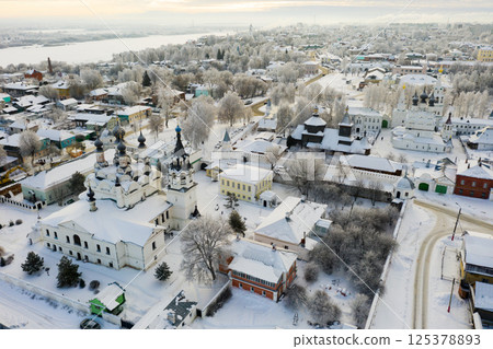 Aerial view of Murom overlooking Trinity convent and Annunciation Monastery Aerial view of Murom overlooking Trinity convent and Annunciation Monastery 125378893