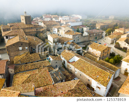 View from drone of Liedena, Navarre, Spain 125378919