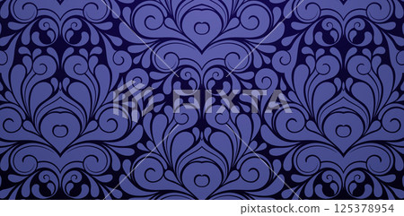 Seamless pattern with floral Elegance Ornamental Swirls in Royal Blue for wallpapers in the style of baroque seamless, Fashionable modern wallpaper or textile, book cover printing paper material base 125378954
