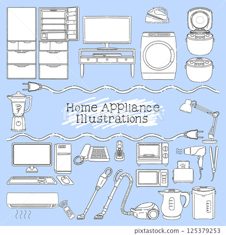 Illustration set of simple home appliances 125379253