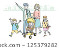 Illustration of a family walking through the city 125379282