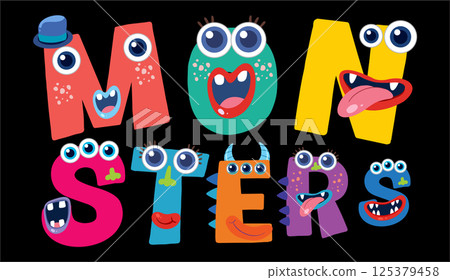 Playful Monster Alphabet Vector Illustration 125379458