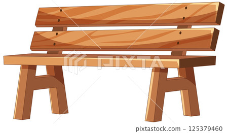 Wooden Park Bench Vector Illustration 125379460