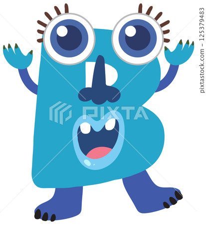Playful Blue Monster Letter B Illustration 125379483