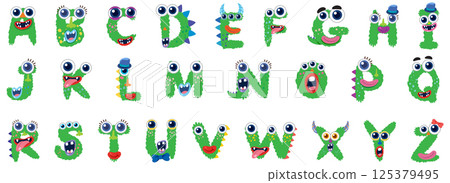 Colorful Monster Alphabet Vector Illustration Colorful Monster Alphabet Vector Illustration 125379495