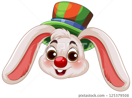 Cheerful Rabbit with Colorful Top Hat Illustration 125379508