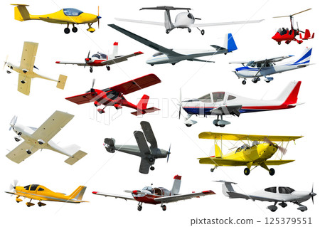 Collage of different modern airplanes Collage of different modern airplanes 125379551