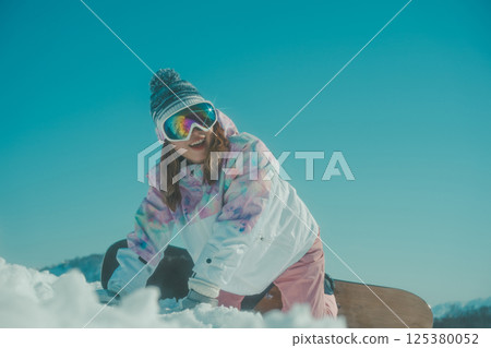 滑雪板 女生 女孩 125380052