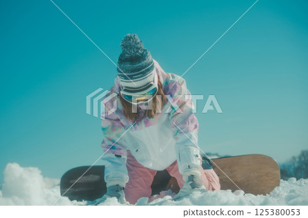 滑雪板 女生 女孩 125380053