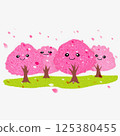 Sakura Four Sisters with Cherry Blossom Snow 125380455