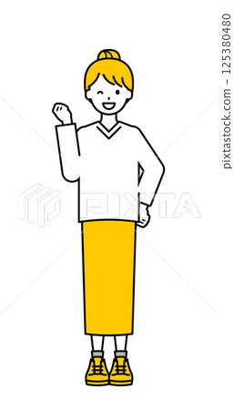 Full body pose_simple adult woman 05 125380480