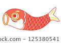一幅睜著眼睛的紅色鯉魚旗插圖，給人一種溫暖友善的感覺。 125380541