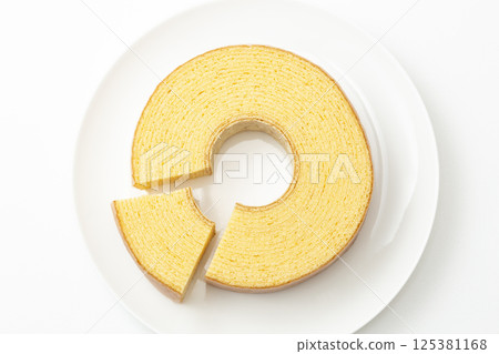 Baumkuchen on a white background 125381168
