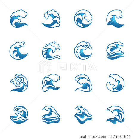 ocean wave icon vector set ocean wave icon vector set 125381645