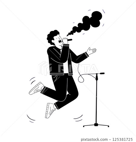 Energetic Singer Mid-Performance 125381725