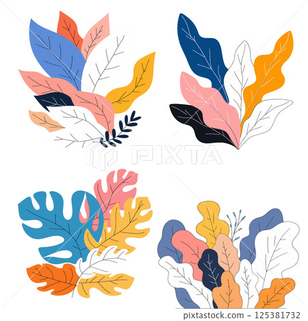 Colorful Abstract Leaf Illustrations Colorful Abstract Leaf Illustrations 125381732
