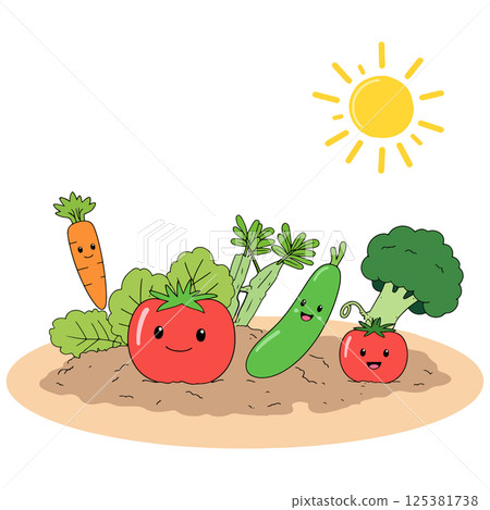 Cartoon Vegetable Garden 125381738
