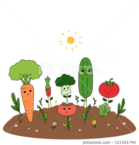 Cartoon Vegetable Garden 125381740