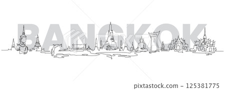bangkok thailand tourist attractions one line drawing continuous bangkok thailand tourist attractions one line drawing continuous 125381775
