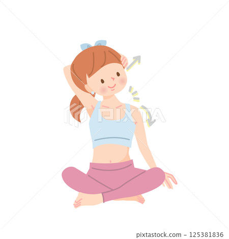 伸展脖子和肩膀的女人 伸展脖子和肩膀的女人 125381836