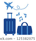 Suitcase and plane travel mood illustration 125382075