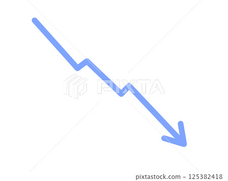 下落的藍色箭頭的插圖 125382418