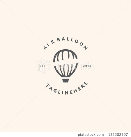 Air balloon logo creative design air transport symbol template simple illustration Air balloon logo creative design air transport symbol template simple illustration 125382597