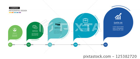 Infographics speech bubbles timeline with 5 number data template. Illustration abstract background. Infographics speech bubbles timeline with 5 number data template. Illustration abstract background. 125382720