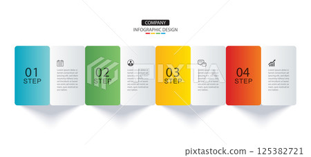 4 data infographics tab layout template. Illustration business abstract background. 125382721