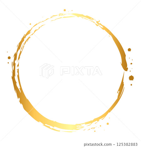 A gold circular Japanese-style frame drawn with a brush A gold circular Japanese-style frame drawn with a brush 125382883