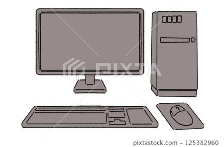 Simple desktop computer illustration Simple desktop computer illustration 125382960