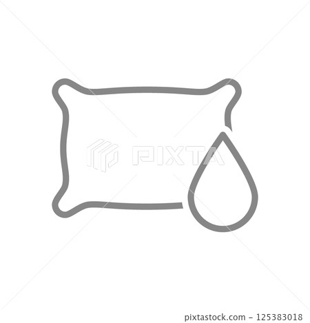 Pillow with drop line icon. Plump pillow for sleeping symbol. Vector illustration. 125383018