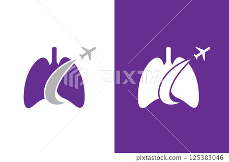Human lungs and airplane logo combination. Medical clinic logotype design template. Human lungs and airplane logo combination. Medical clinic logotype design template. 125383046