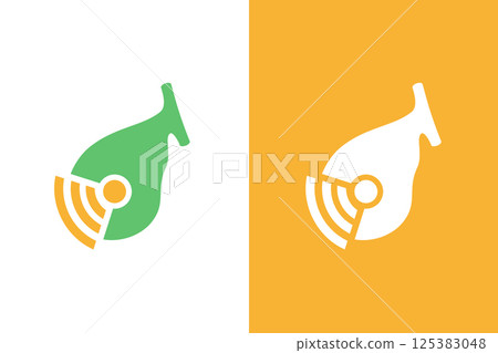 Gallbladder and wifi logo combination. Unique internal organ and signal logotype design template. 125383048