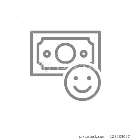 Money with smiley face line icon. Exchange of money for emotions symbol. Vector illustration. 125383067