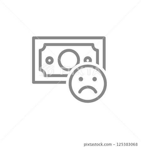 Money with sad face line icon. Lose money investment in financial crisis symbol. Vector illustration. 125383068
