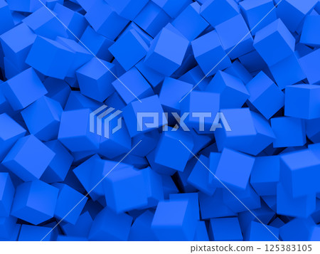 大量坍塌的立方體[藍色]3DCG 125383105