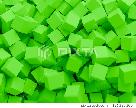 大量崩塌的立方體[綠色]3DCG 125383106