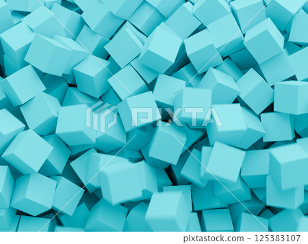 A large number of collapsing cubes [light blue] 3DCG 125383107