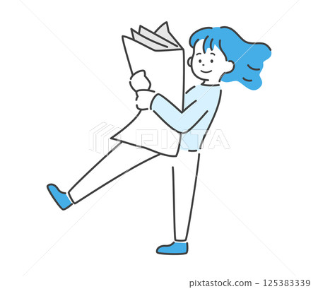 一位婦女拿著一張大紙走路的向量插圖 一位婦女拿著一張大紙走路的向量插圖 125383339