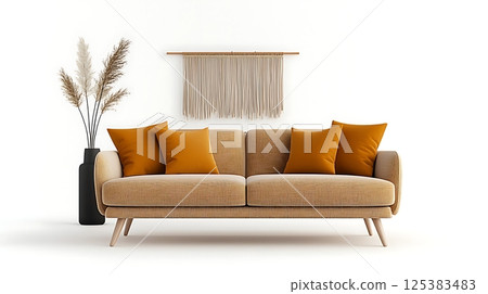 sofa with pillows 125383483