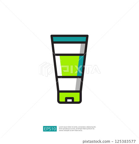 Colorful Cosmetic Tube With Green And White Patterns On A Clean White Backgrounds Colorful Cosmetic Tube With Green And White Patterns On A Clean White Backgrounds 125383577