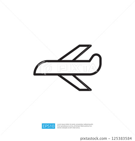 Minimalist Line Icon of an Airplane Symbolizing Travel and Adventure for Modern Design Elements in Digital Graphics 125383584