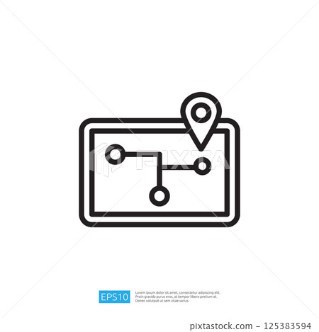 Minimal Outline Travel Line Icon Featuring Map with Location Pointer Symbolizing Navigation and Route Planning for Travel and Exploration Activities Minimal Outline Travel Line Icon Featuring Map with Location Pointer Symbolizing Navigation and Route Planning for Travel and Exploration Activities 125383594