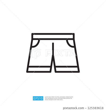 Simple and Minimalist Outline of Casual Shorts Apparel Icon on White Background for Fashion and Clothing Design Concepts Simple and Minimalist Outline of Casual Shorts Apparel Icon on White Background for Fashion and Clothing Design Concepts 125383618