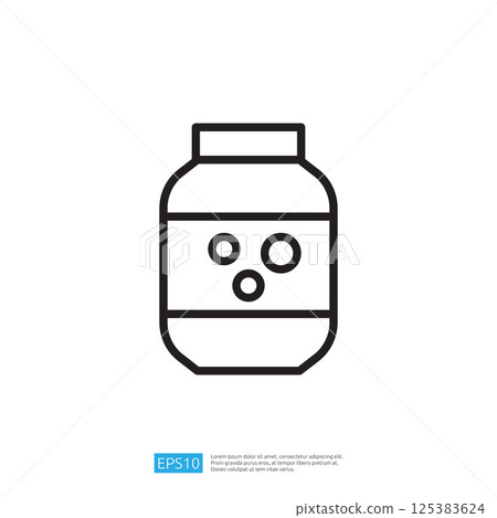 Line Art Travel Container Icon Depicting A Simple Jar Design Ideal For Representing Nutrition Products Or Healthy Ingredients In A Minimalist Graphic Style 125383624